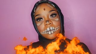 Lets Create A Halloween Look💀 Using Powder Eye Shadow and Liners [upl. by Clay301]