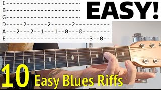 10 Easy BLUESY Blues Riffs For Beginners  Classic Riffs Guitar Lesson With Tabs [upl. by Adriana]