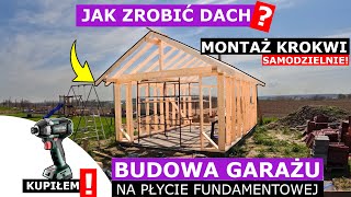 Jak wymierzyć dociąć i zamontować krokwie na dachu samodzielnie Budowa garażu 24m2 na zgłoszenie [upl. by Panthia]