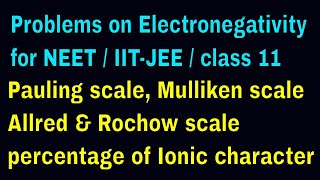 Problems on Electronegativity for NEETIITJEEClass 11 [upl. by Ahsaret]