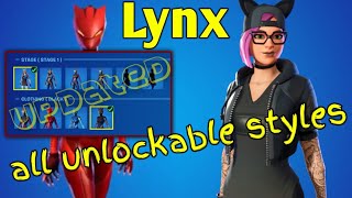 fortnite LYNX all unlockable styles  UPDATED [upl. by Araminta291]