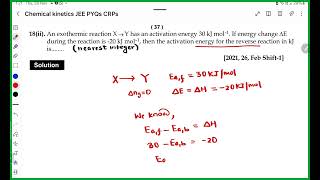 CHEMICAL KINETICS PYQS REV CRP Q 17 to 20 [upl. by Affrica265]