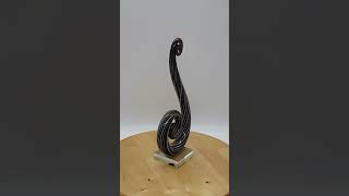 What Sold Hand Blown Black White Latticino Treble Clef Art Glass Sculpture music glass reseller [upl. by Netsrejk]