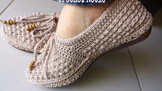 ZAPATOS TEJIDOS A CROCHET con medio pilar doble combinado Has de tú hobby un EMPRENDIMIENTO 61💓 [upl. by Akilam]