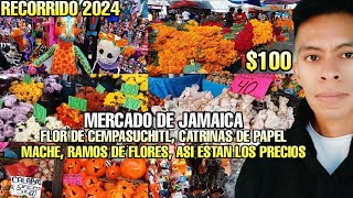 CATRINAS DE PAPEL MACHE ARREGLOS FLORALES FLOR DE CEMPASUCHITL Y MAS EN EL MERCADO DE JAMAICA 🏵️🥳🎃 [upl. by Bunce704]