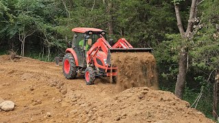 EP9 The pond dam is done Building a BIG POND with small machines KIOTI NS6010 amp Bobcat E42 R2 [upl. by Nnyleahs174]