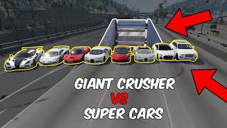 Super Cars vs Giant Crusher in BeamNG Drive [upl. by Attalanta]