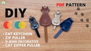 ✅Making a simple leather keychain with animal theme  making Cat Keychain using leather leather [upl. by Acissehc757]