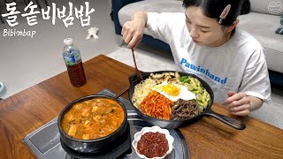 Real Mukbang Making 10 servings of bibimbap in a earthen pot ☆ Cheonggukjang red pepper paste [upl. by Bink]