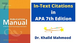 InText Citations in APA 7th Edition UrduHindi  Dr Khalid Mahmood [upl. by Herwin]