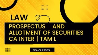 Prospectus and allotment of securities  CA INTER  தமிழ் [upl. by Muscolo370]