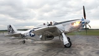 P51 Mustang  Flames on Start Up RollsRoyce Merlin  Flyover [upl. by Hammel]