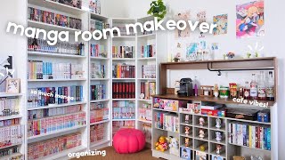 turning my manga room into a cozy manga cafe  manga room makeover [upl. by Griff773]