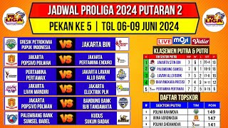 Jadwal Proliga 2024Jadwal Proliga Putaran 2 Pekan 5 Klasemen amp Top skor Proliga 2024 TerbaruLive [upl. by Gowrie731]