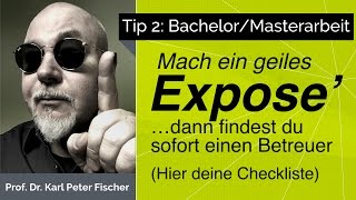 Tip 2 Bachelorarbeit Masterarbeit Checkliste Expose [upl. by Nalhsa942]