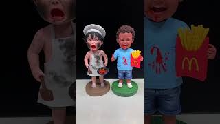 Cute Clay Bobbleheads ：Little Chefs and the French FryLoving Boy [upl. by Kylynn]