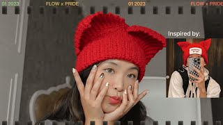 Inspired crochet Charles Jeffrey Loverboy Cat Beanie Tutorial Indonesia  DK Seventeen [upl. by Anica]