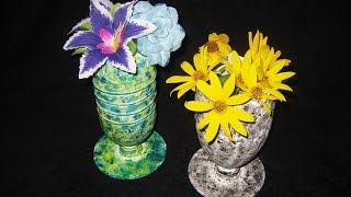 DIY Вазочки из пластиковых бутылок Мастер класс \ Vase from a plastic bottle video tutorial [upl. by Scevor]