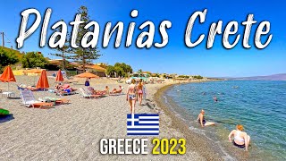 Platanias Crete Chania walking tour 4k Kreta Greece 2023 [upl. by Ado463]