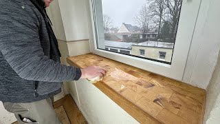 Fensterbank mit Holz verkleiden 💚🥰 holzpflaster [upl. by Botnick]