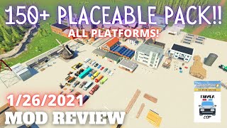 150 PLACEABLE PACK  Mod Review for 1262021  Farming Simulator 19 [upl. by Princess35]