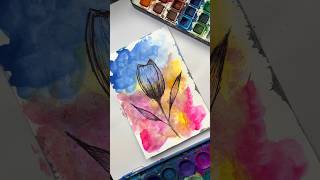 Easy flower art ideas shorts watercolorpainting [upl. by Alamak814]