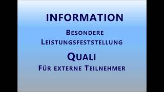 Infos zum Quali für externe Teilnehmer [upl. by Adeehsar]