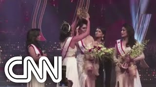 Miss Sri Lanka recupera título após ter coroa roubada durante cerimônia  NOVO DIA [upl. by Hurd]