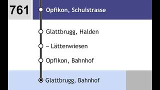 VBG Ansagen  761  Wallisellen – Opfikon – Glattbrugg [upl. by Yajet]