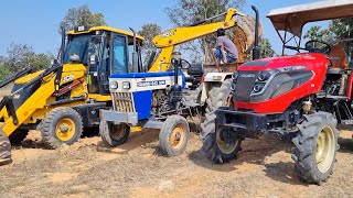 Jcb 3dx Eco Backhoe Loader Machine Loading Red Mud In Mahindra and Swaraj Tractor  Jcb and Tractor [upl. by Naujik]