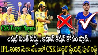 రిషభ్ పంత్‌ వద్దు ఇషాన్ కిషన్ కోసం ప్లాన్  CSK Target Players in the IPL 2025 Mega Auction [upl. by Eniamurt]