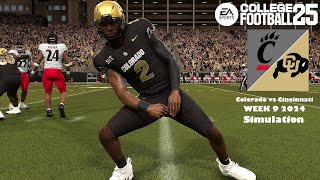 EA College Football 25 Colorado vs Cincinnati Week 9 Sim 2024 Full 15 Minute Quarters Game Play [upl. by Aneleasor]