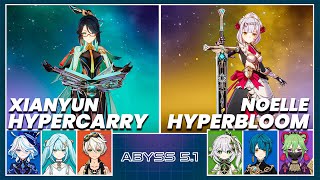 C0 Xianyun Hypercarry amp C6 Noelle Hyperbloom  Spiral Abyss 51  Floor 12 9 Stars Genshin Impact [upl. by Moll]