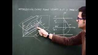Sist diédrico intersección de plano paralelo a Línea de Tierra y otro secante a LT [upl. by Euqnomod]