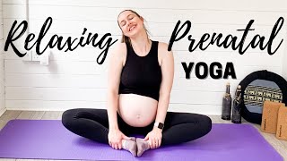 RELAXING PREGNANCY YOGA STRETCHES  Third Trimester Yoga for BETTER SLEEP  Evening Prenatal Yoga [upl. by Ekle44]