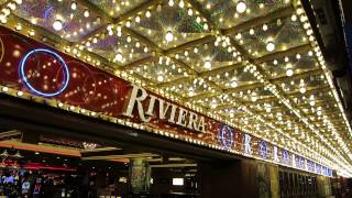 The Riviera Las Vegas Hotel Casino Exterior Neon 1 [upl. by Ellynad]