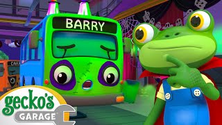 Barry Is HAUNTED  Max the Monster Truck  Truck and Bus Cartoon  Geckos Garage [upl. by Ilegna971]