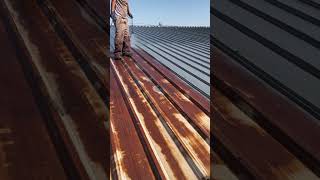 Rusty and Aging Colored Steel Roof Spray Painting Renovation Process [upl. by Mcconnell814]