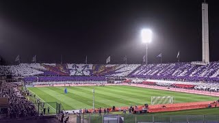 Curva Fiesole con un grande coreografia in tutto lo stadio  Fiorentina  Milan 30032024 Serie A [upl. by Ernestus]