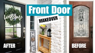 BudgetFriendly DIY Front Door MAKEOVER with GLASS INSERT  StepbyStep  TINIS TIPS [upl. by Darach247]