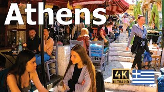 Athens 4K  Walking Tour  Restaurants and Cafes [upl. by Leon]