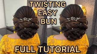 TWISTING EASY BUN TUTORIAL ✍️ BY IMRAN KHAN HAIRSTYLIST tutorial video hairstyle hair viral [upl. by Akinas]