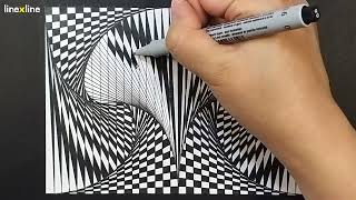 OP ART How to draw optical illusion art  Geometric art  124 [upl. by Ramedlav]