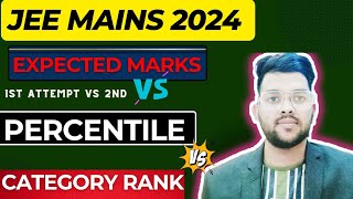 Jee mains 2024 Marks vs Percentile vs Category rank  Expected cutoff Category wise for advance 2024 [upl. by Jordans]