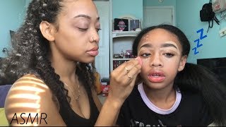 ASMR  Doing My Little Sisters Makeup  I MADE HER FALL ASLEEP  😴 [upl. by Bernhard]