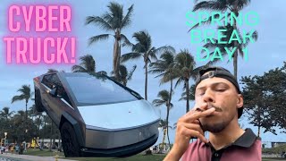 First look at new Cybertruck Spring break 2024 Miami Beach [upl. by Andros]