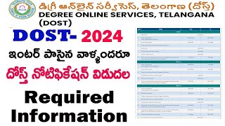 DOST 2024 NOTIFICATION  Telangana Online Degree Admissions 2024 Notification [upl. by Ochs]