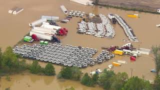 Helene aftermath Aerial footage of storm damage in Hendersonville [upl. by Ursel]