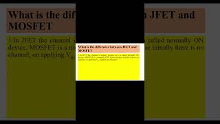 Difference between JFET and MOSFET [upl. by Ididn]