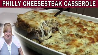 PHILLY CHEESESTEAK amp PASTA CASSEROLE RECIPE  Cook with Me Easy Casserole [upl. by Nylinnej]